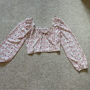 Floral Puff Sleeve Crop Top